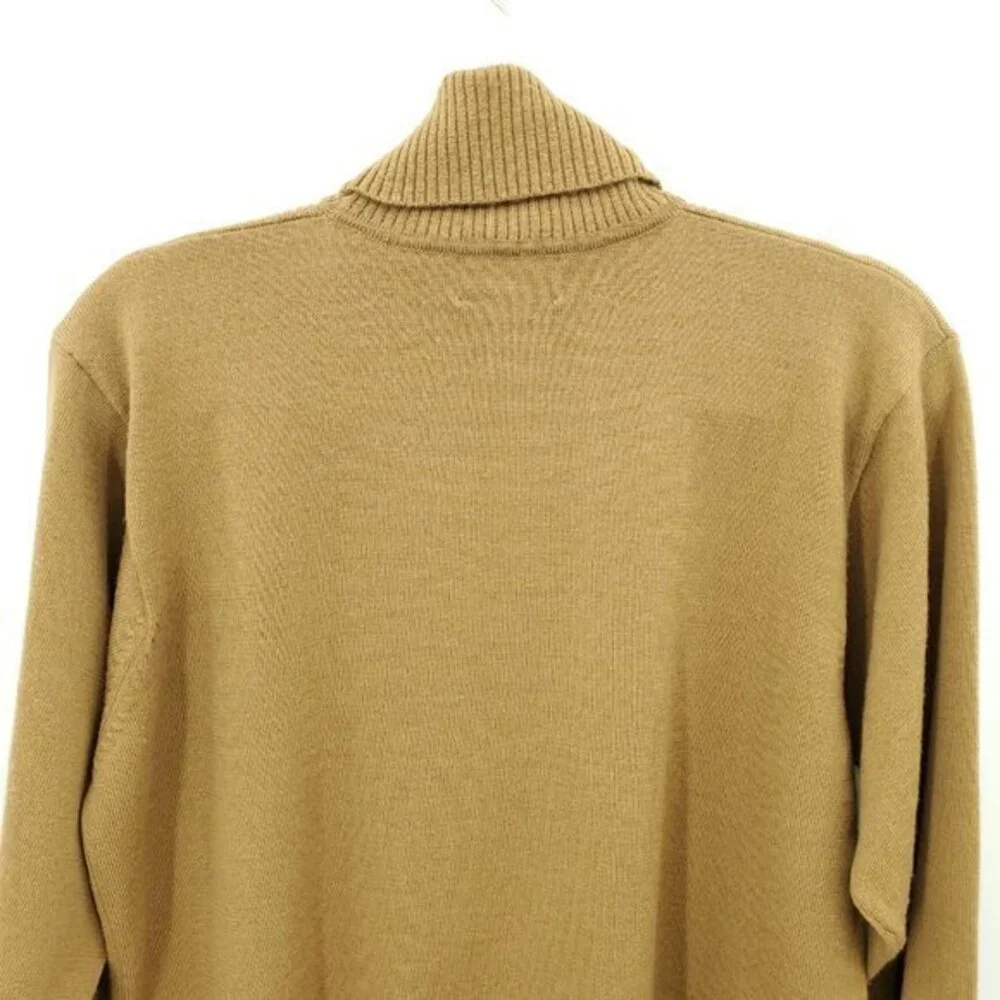 Pendleton 100% Wool Rib-Panel Turtleneck Sweater XL Tan/Camel